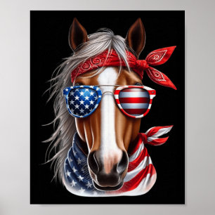 Horse 4th Of July Shirt Men Boys Horse American Us Poster