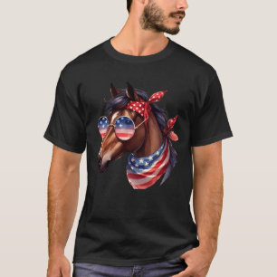 Horse 4th Of July Shirt Women Girls Horse