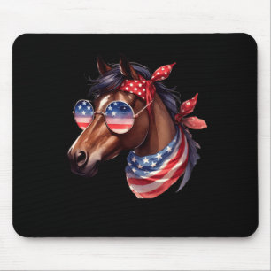 Horse 4th Of July Shirt Women Girls Horse Mouse Pad