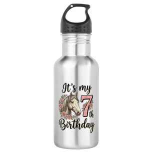 Horse 7th Birthday Girl Floral Vintage Shirt Desig 532 Ml Water Bottle