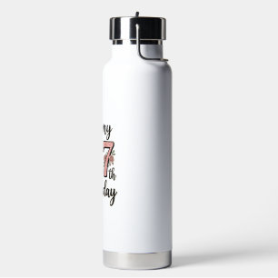 Horse 7th Birthday Girl Floral Vintage Shirt Desig Water Bottle