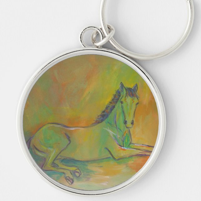 Horse Abstract Pastel Pet Portrait Keychain (Front)