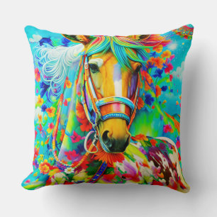 Horse Adorne with Flowers Cushion