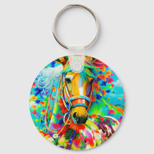 Horse Adorne with Flowers Key Ring