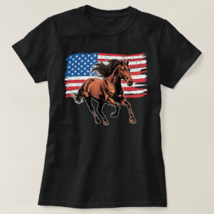 Horse American Flag 4th Of July Patriotic USA T-Shirt
