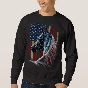Horse American Flag Derby Racing Equestrian Rodeo Sweatshirt