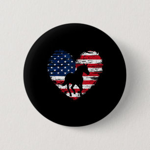 Horse American Flag Heart 4th Of July Usa Patrioti 6 Cm Round Badge