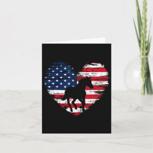 Horse American Flag Heart 4th Of July Usa Patrioti Card
