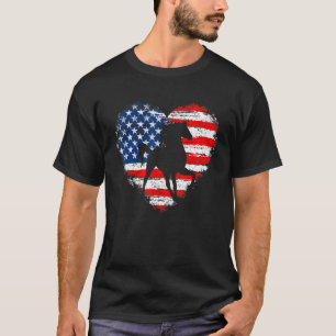 Horse American Flag Heart 4th of July USA Patrioti T-Shirt