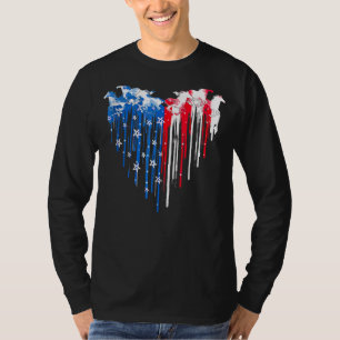 Horse American Flag Heart 4th Of July Usa Patrioti T-Shirt