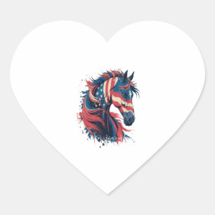 Horse American Flag Heart Sticker