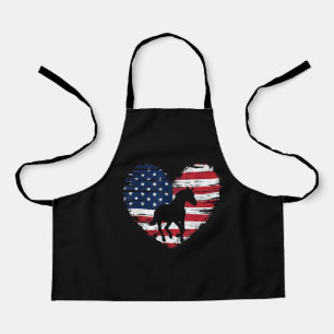 Horse American Flag Heart USA Patriotic Pride Apron