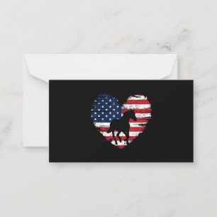 Horse American Flag Heart USA Patriotic Pride Card