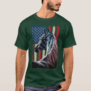 Horse American Flag Horse Lover Patriotic 4th Of J T-Shirt