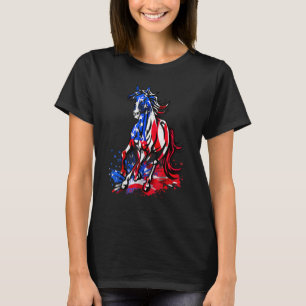 Horse American Flag Independence Day Patriotic 4th T-Shirt