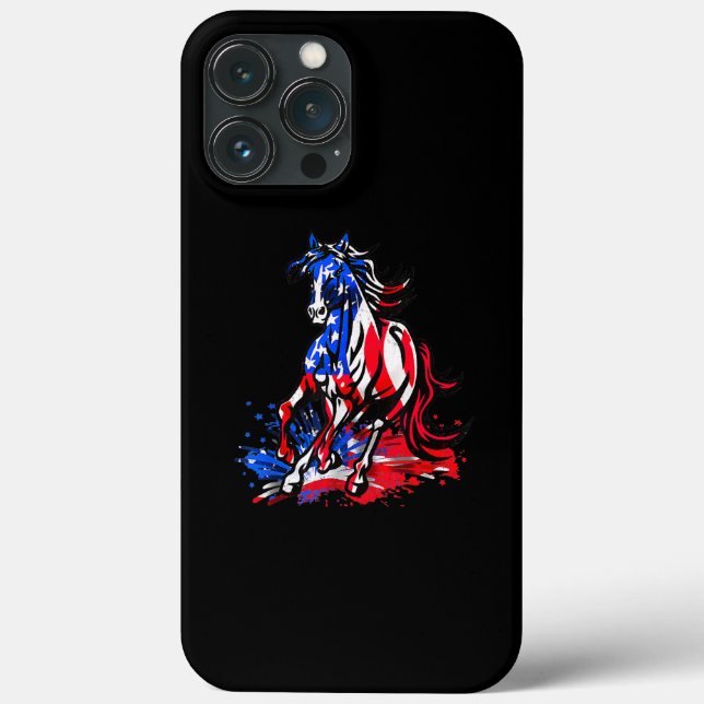 Horse American Flag Independence Day Patriotic Case-Mate iPhone Case (Back)