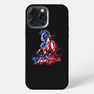 Horse American Flag Independence Day Patriotic iPhone 13 Pro Max Case