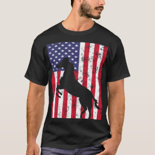 Horse American Flag USA 4th of July Men Women Boys T-Shirt