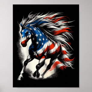 Horse American Flag Usa 4th Of July  Poster