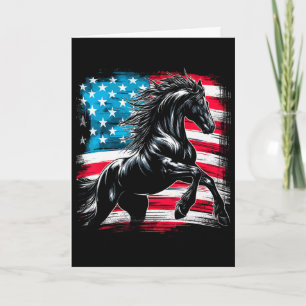 Horse American Flag Usa Horses 4th Of July Card