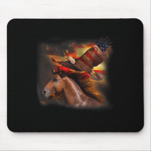 Horse American Flag Wings Eagle Proud Patriotic 4t Mouse Pad