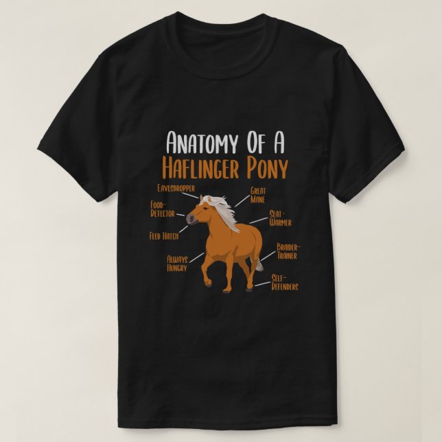 Horse Anatomy of a Haflinger Pony Haflinger Horse  T-Shirt (Design Front)