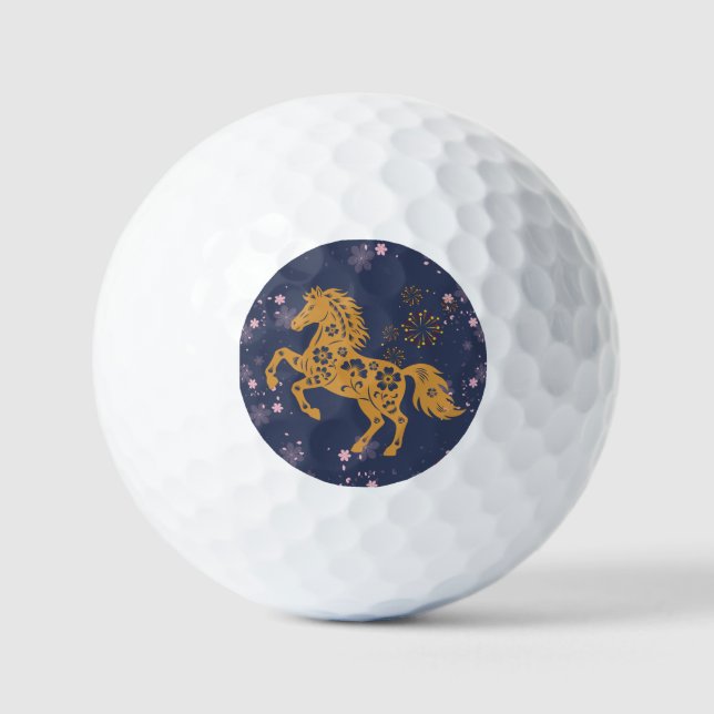 Horse and beautiful cherry blossoms♡ golf balls (Front)