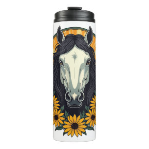 Horse And Black Eyed Susan Flowers Thermal Tumbler