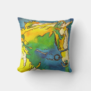 "Horse and Bridle Colourful Black Outline Art" #h Cushion