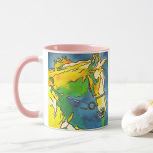 "Horse and Bridle Colourful Black Outline Art"  #h Mug