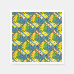 "Horse and Bridle Colourful Black Outline Art"  #h Napkin