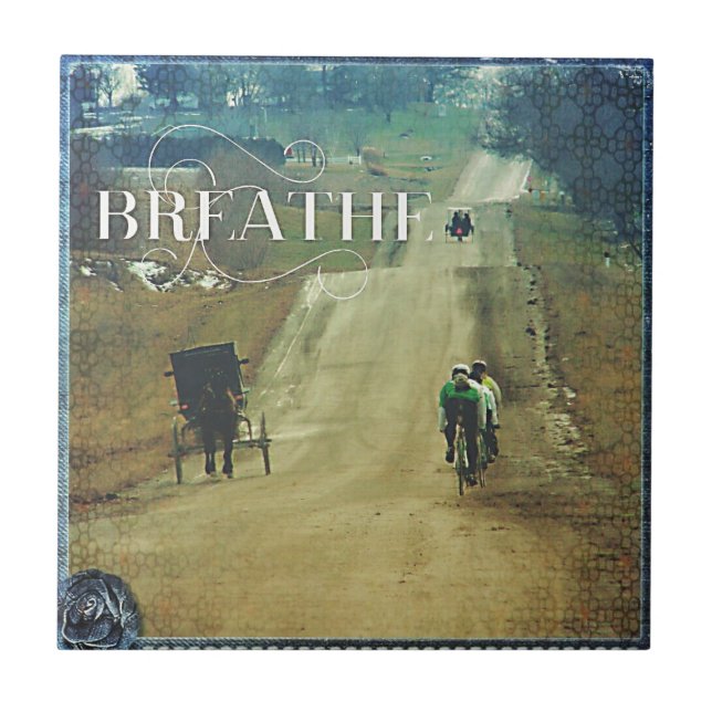 Horse and Buggy and Bicycles Ceramic Tile (Front)