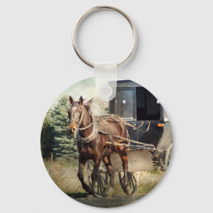 Horse and Buggy in Rural Iowa Keychain