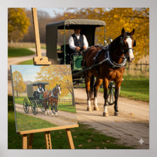 Horse and Buggy Painting Poster