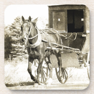 Horse and Buggy Sepia Coaster