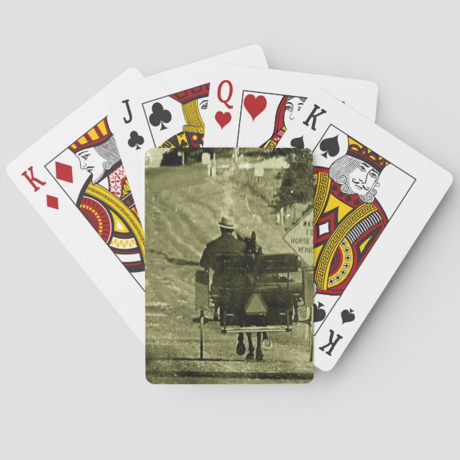Horse and Buggy Sepia Grunge Playing Cards (Back)