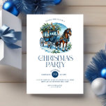 Horse and Carriage Blue Christmas Party Invite<br><div class="desc">This Christmas-themed party invite features beautiful retro Christmas typography with a horse and carriage with a blue and gold Christmas decoration. Romantic holiday party invitation.</div>
