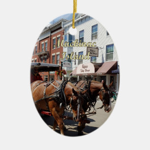 Horse and Carriage in Downtown Mackinac Island Ceramic Ornament