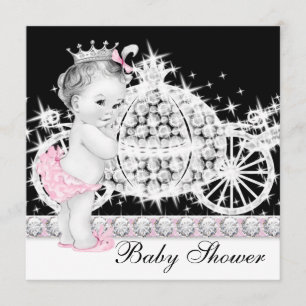 Horse and Carriage Pink Princess Baby Shower Invitation
