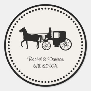 Horse and Carriage Wedding Classic Round Sticker
