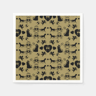 Horse And Cart Romantic Wedding Napkin