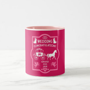 Horse And Cart Romantic Wedding Two-Tone Coffee Mug