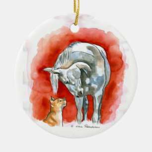 Horse and Cat Ceramic Tree Decoration