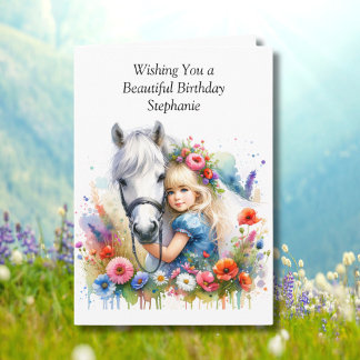 Horse and Colouring Page | Birthday Card for Girl