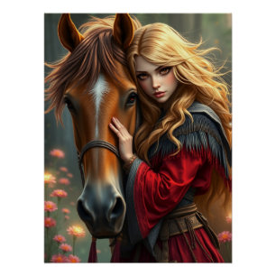 Horse and Companion Fantasy Art Poster