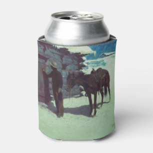 Horse and Cowboy Winter Snow Can Cooler