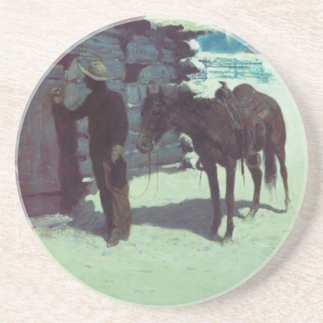 Horse and Cowboy Winter Snow Coaster (Front)