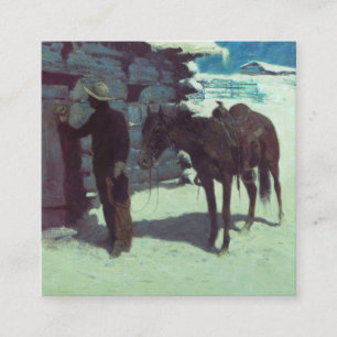 Horse and Cowboy Winter Snow Enclosure Card
