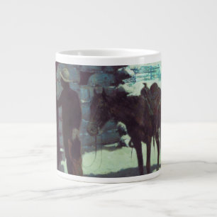 Horse and Cowboy Winter Snow Large Coffee Mug