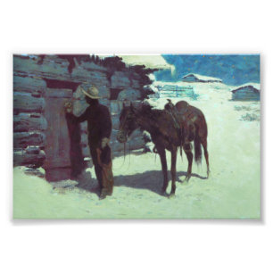 Horse and Cowboy Winter Snow Photo Print